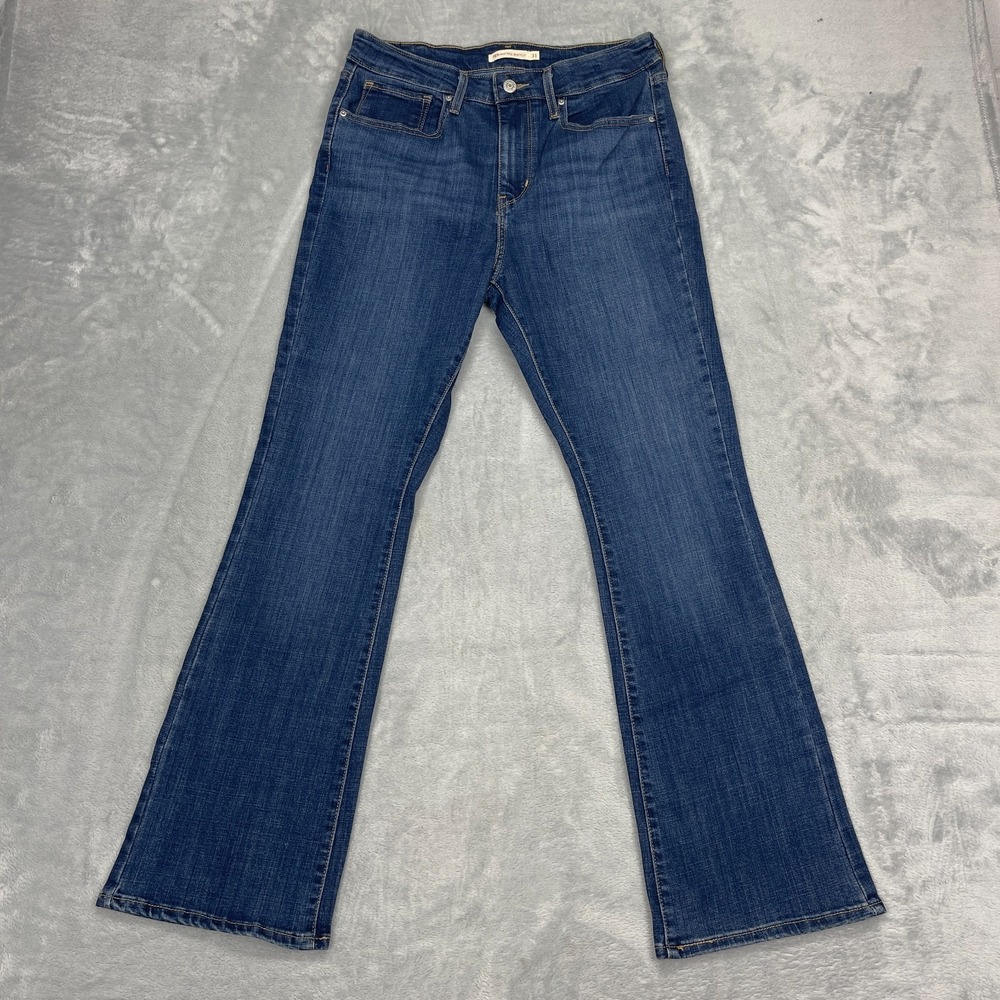 Levi's Jeans Mens 31x30 Blue Denim Whiskered Stretch 725 High Rise Bootcut Leg